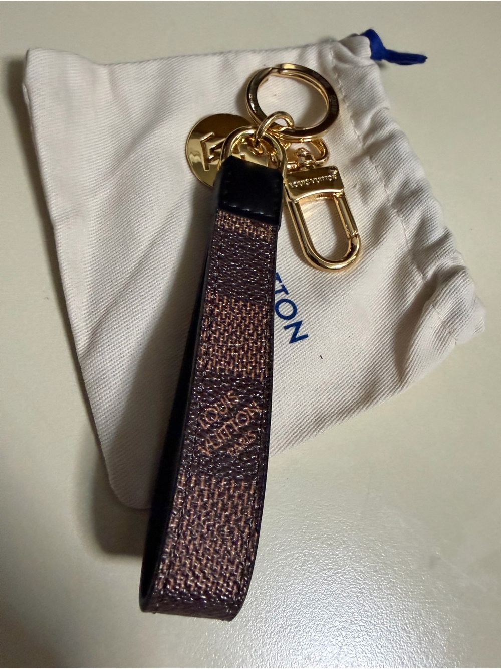 Louis Vuitton Dragonne Damier Key Holder Key Chain LV  Brown